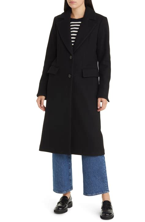 michael michael kors notch collar wool blend reefer coat|michael michael kors belted wool blend coat .